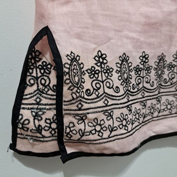 Richard Malcolm Irish Linen Embroidered Modest Top Size 10 Pink/Black NWT - Picture 10 of 15